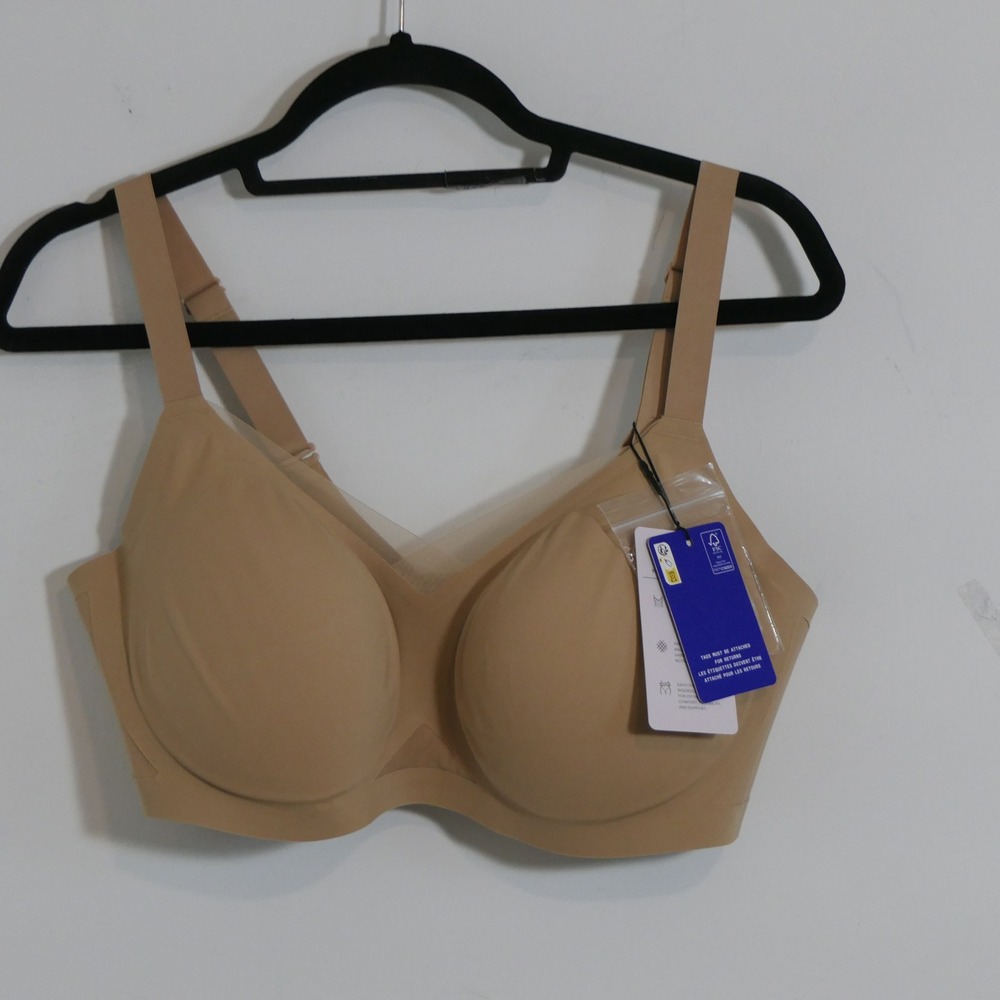 NWT Honeylove Women Crossover Wireless Bra 1X Tan Minimalist Shapewear LWBR0308B